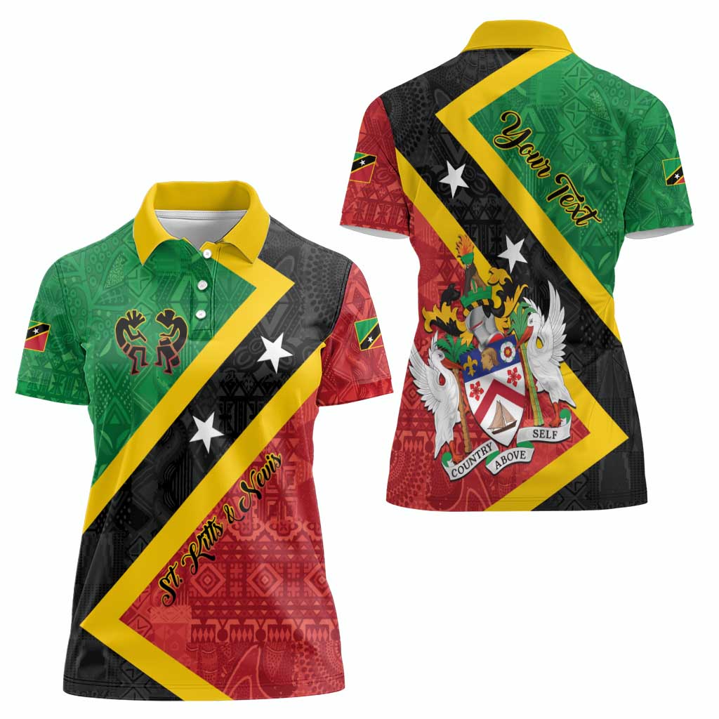 Personalized Saint Kitts and Nevis Culturama Women Polo Shirt African Pattern - Wonder Print Shop