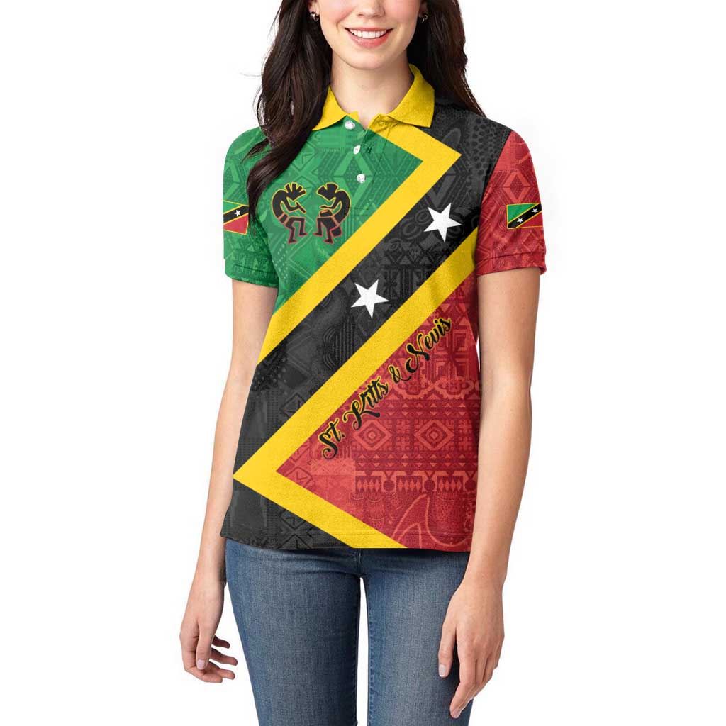 Personalized Saint Kitts and Nevis Culturama Women Polo Shirt African Pattern - Wonder Print Shop