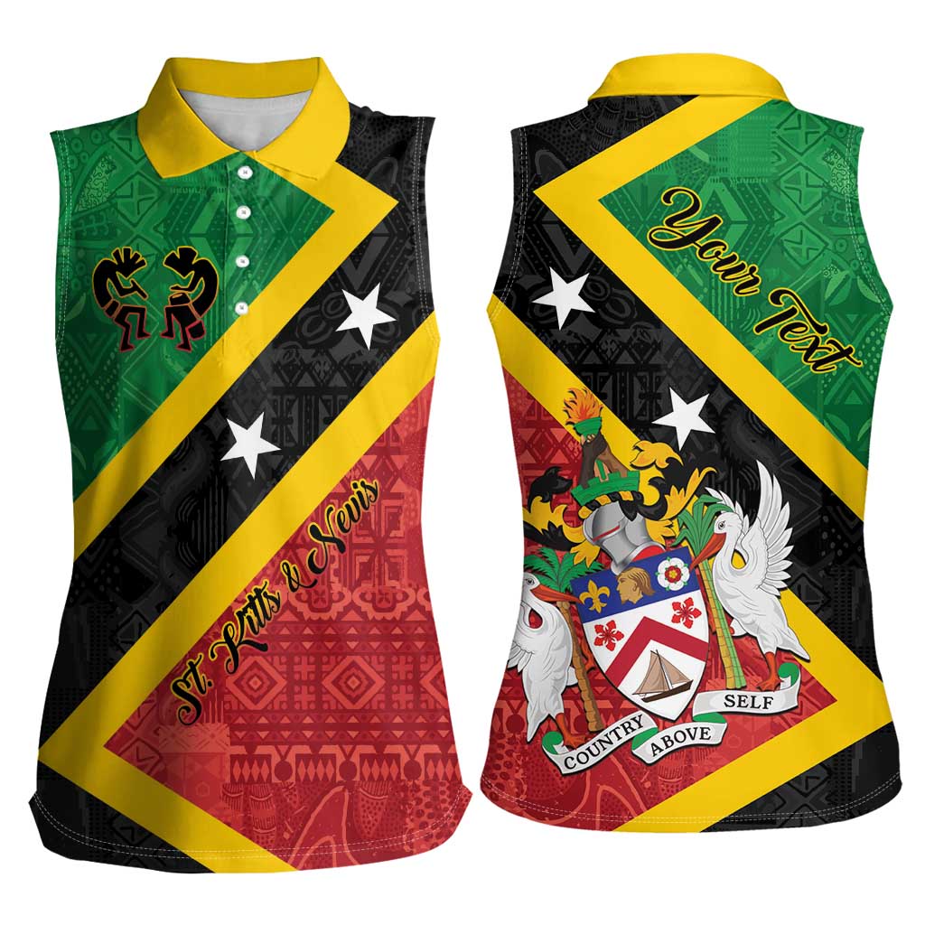 Personalized Saint Kitts and Nevis Culturama Women Sleeveless Polo Shirt African Pattern - Wonder Print Shop