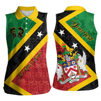 Personalized Saint Kitts and Nevis Culturama Women Sleeveless Polo Shirt African Pattern - Wonder Print Shop