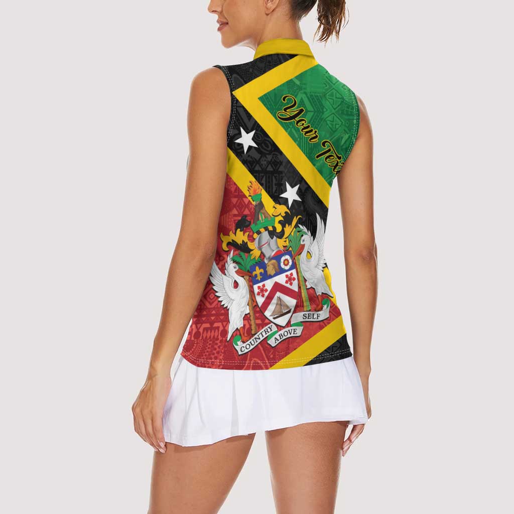 Personalized Saint Kitts and Nevis Culturama Women Sleeveless Polo Shirt African Pattern - Wonder Print Shop