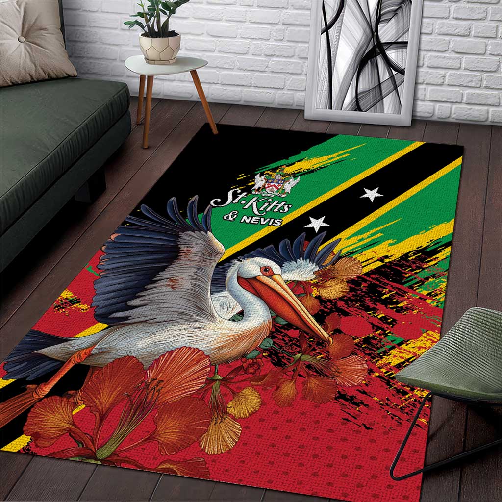 Saint Kitts and Nevis Pelican Area Rug Royal Poinciana Flowers - Wonder Print Shop
