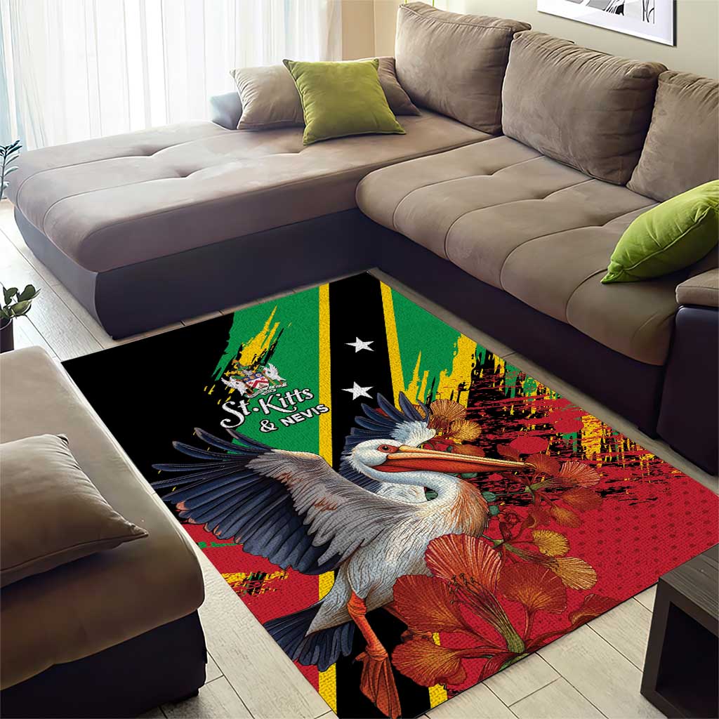 Saint Kitts and Nevis Pelican Area Rug Royal Poinciana Flowers - Wonder Print Shop
