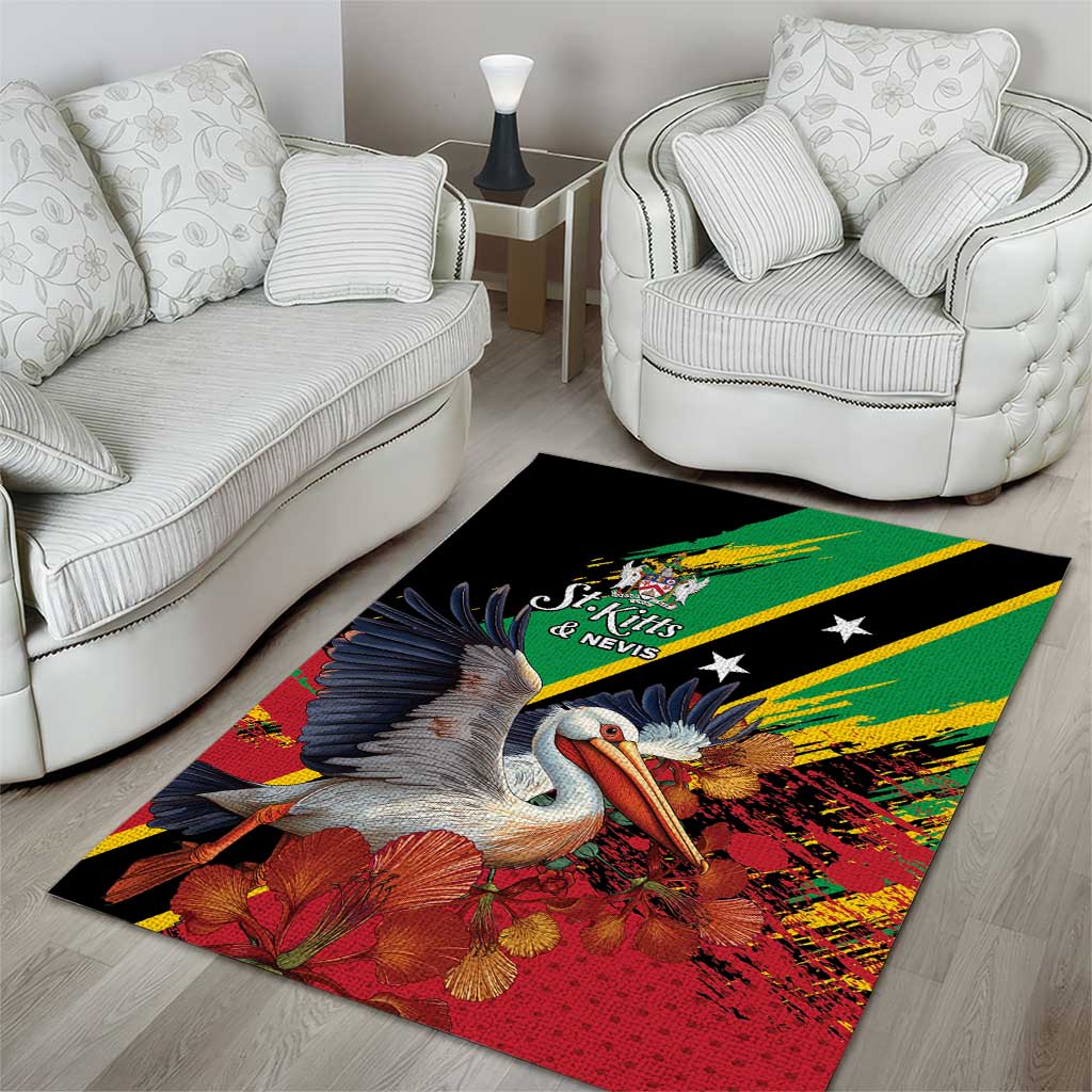 Saint Kitts and Nevis Pelican Area Rug Royal Poinciana Flowers - Wonder Print Shop