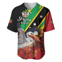 Personalized Saint Kitts and Nevis Pelican Baseball Jersey Royal Poinciana Flowers - Wonder Print Shop