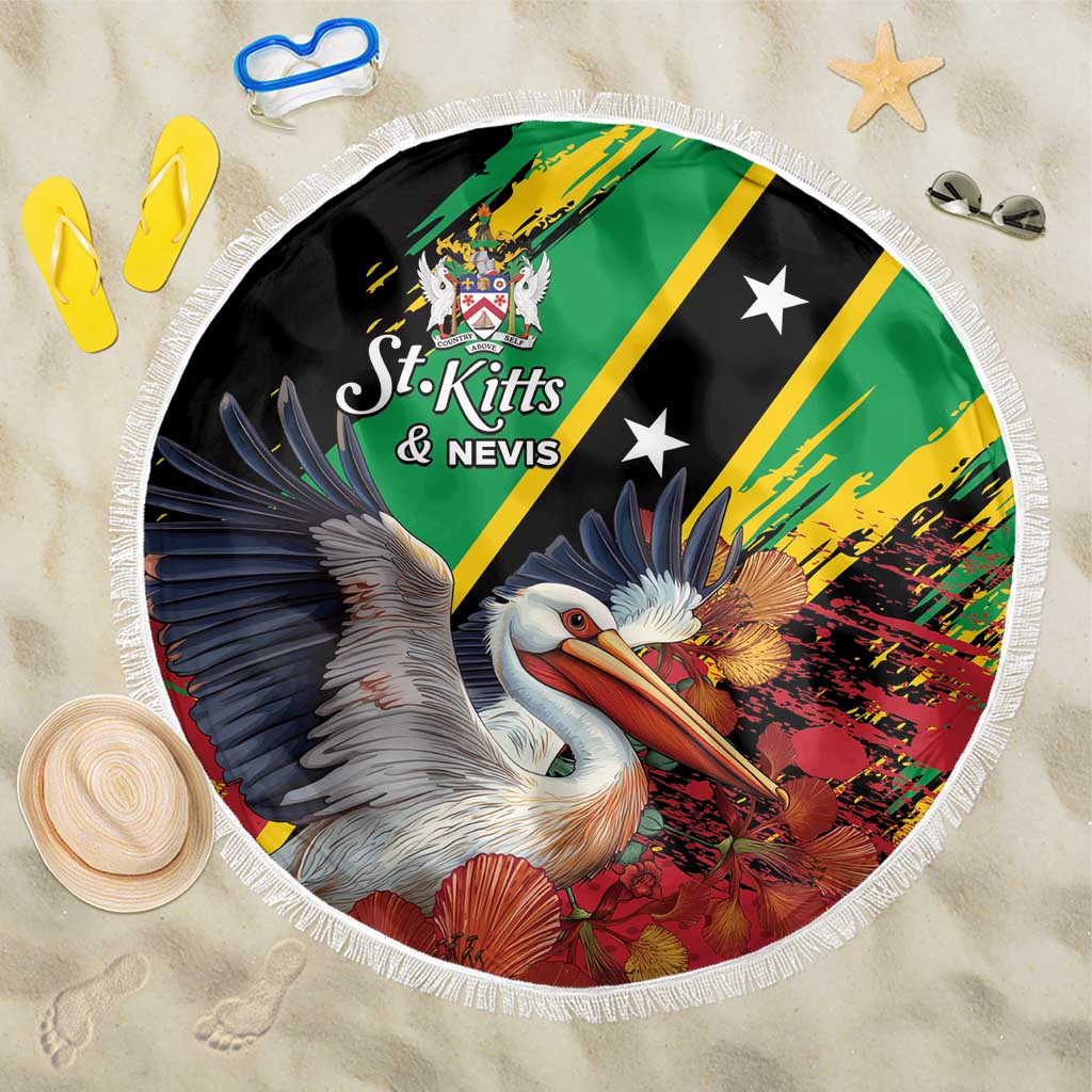 Saint Kitts and Nevis Pelican Beach Blanket Royal Poinciana Flowers - Wonder Print Shop
