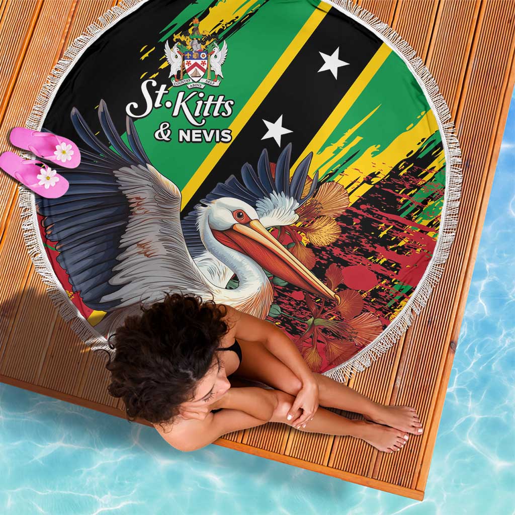 Saint Kitts and Nevis Pelican Beach Blanket Royal Poinciana Flowers - Wonder Print Shop