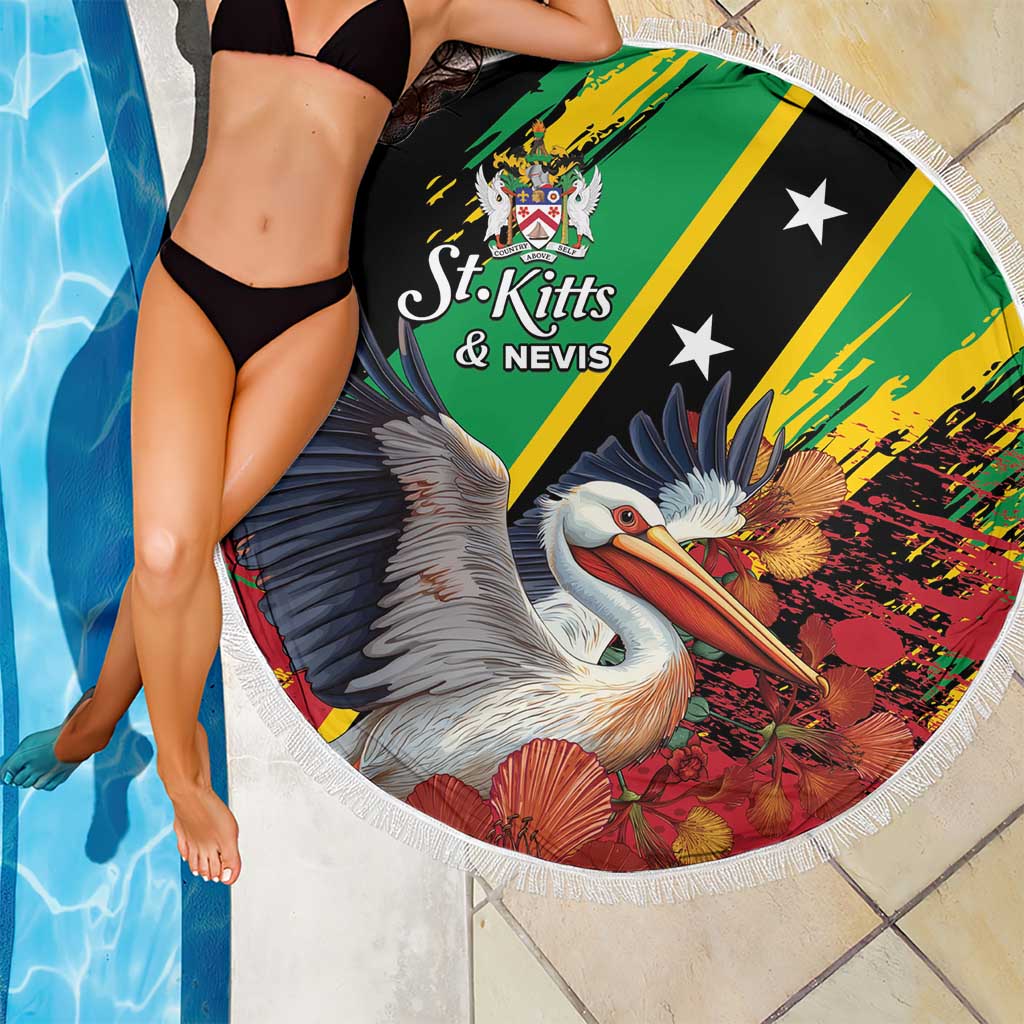 Saint Kitts and Nevis Pelican Beach Blanket Royal Poinciana Flowers - Wonder Print Shop