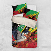 Saint Kitts and Nevis Pelican Bedding Set Royal Poinciana Flowers - Wonder Print Shop
