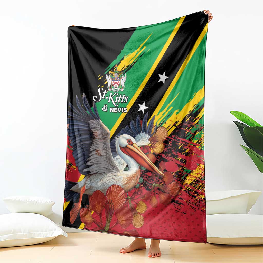 Saint Kitts and Nevis Pelican Blanket Royal Poinciana Flowers - Wonder Print Shop