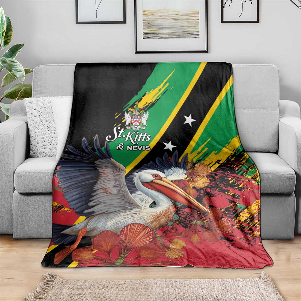 Saint Kitts and Nevis Pelican Blanket Royal Poinciana Flowers - Wonder Print Shop
