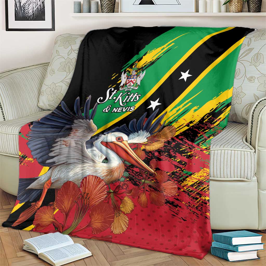 Saint Kitts and Nevis Pelican Blanket Royal Poinciana Flowers - Wonder Print Shop