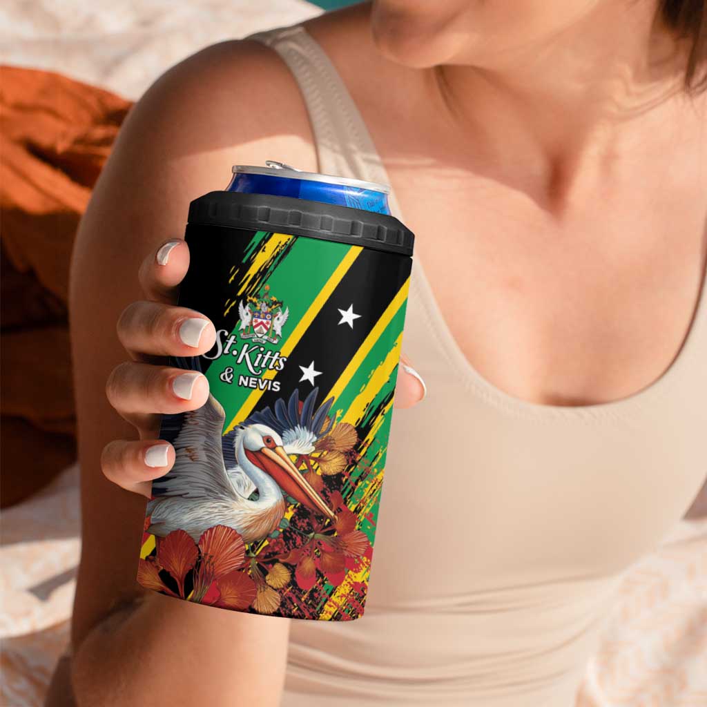 Personalized Saint Kitts and Nevis Pelican 4 in 1 Can Cooler Tumbler Royal Poinciana Flowers - Wonder Print Shop