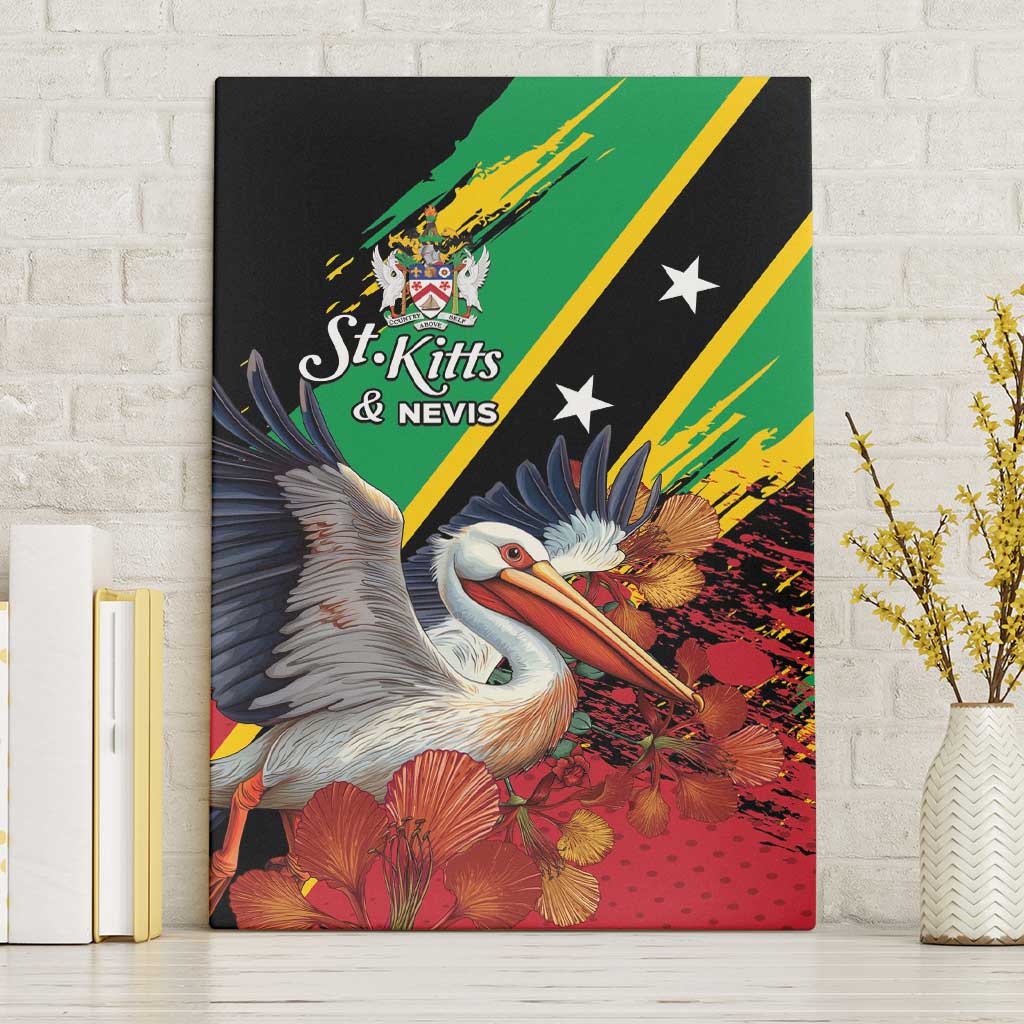 Saint Kitts and Nevis Pelican Canvas Wall Art Royal Poinciana Flowers - Wonder Print Shop