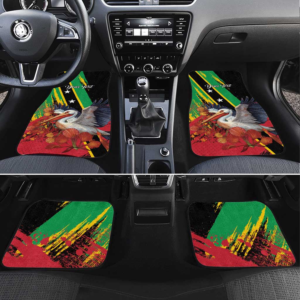 Saint Kitts and Nevis Pelican Car Mats Royal Poinciana Flowers - Wonder Print Shop