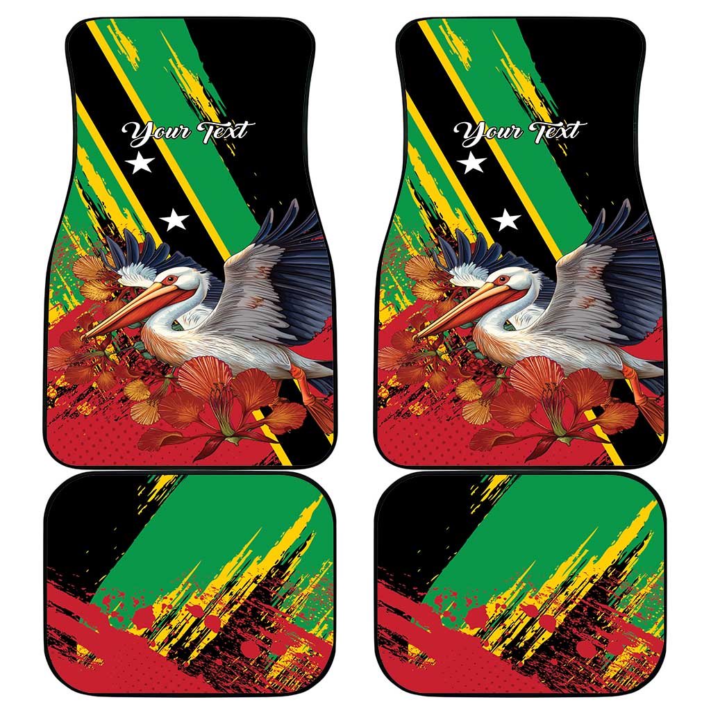 Saint Kitts and Nevis Pelican Car Mats Royal Poinciana Flowers - Wonder Print Shop
