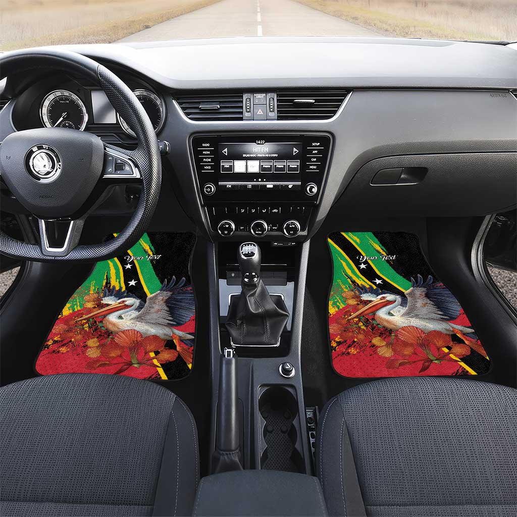 Saint Kitts and Nevis Pelican Car Mats Royal Poinciana Flowers - Wonder Print Shop