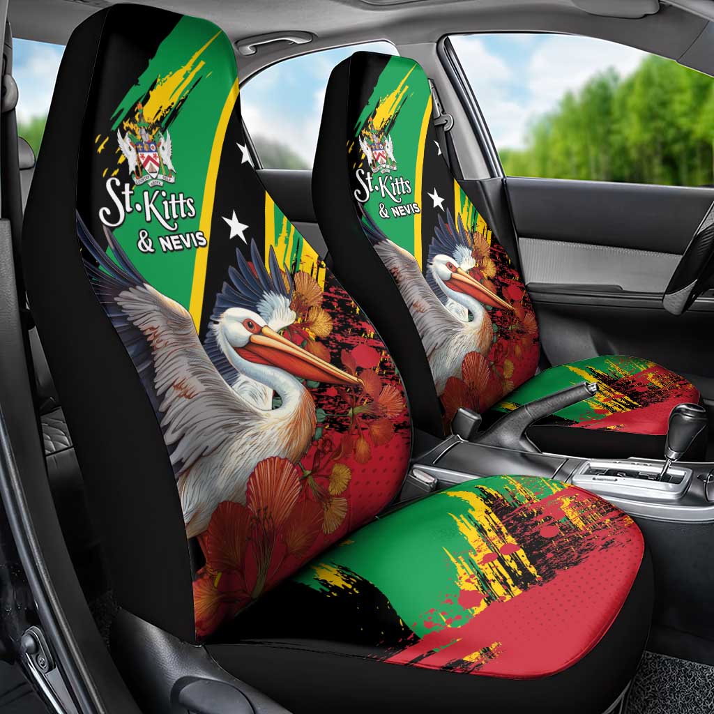 Saint Kitts and Nevis Pelican Car Seat Cover Royal Poinciana Flowers - Wonder Print Shop