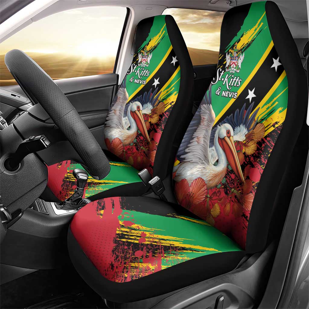 Saint Kitts and Nevis Pelican Car Seat Cover Royal Poinciana Flowers - Wonder Print Shop