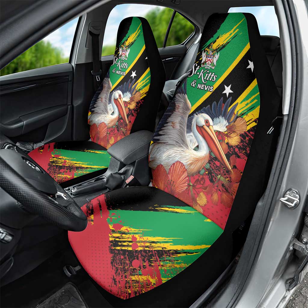 Saint Kitts and Nevis Pelican Car Seat Cover Royal Poinciana Flowers - Wonder Print Shop