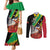 Personalized Saint Kitts and Nevis Pelican Couples Matching Mermaid Dress and Long Sleeve Button Shirt Royal Poinciana Flowers - Wonder Print Shop