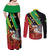 Personalized Saint Kitts and Nevis Pelican Couples Matching Off Shoulder Maxi Dress and Long Sleeve Button Shirt Royal Poinciana Flowers - Wonder Print Shop