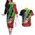 Personalized Saint Kitts and Nevis Pelican Couples Matching Off The Shoulder Long Sleeve Dress and Hawaiian Shirt Royal Poinciana Flowers - Wonder Print Shop