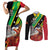 Personalized Saint Kitts and Nevis Pelican Couples Matching Short Sleeve Bodycon Dress and Long Sleeve Button Shirt Royal Poinciana Flowers - Wonder Print Shop