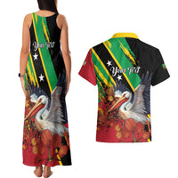 Personalized Saint Kitts and Nevis Pelican Couples Matching Tank Maxi Dress and Hawaiian Shirt Royal Poinciana Flowers - Wonder Print Shop