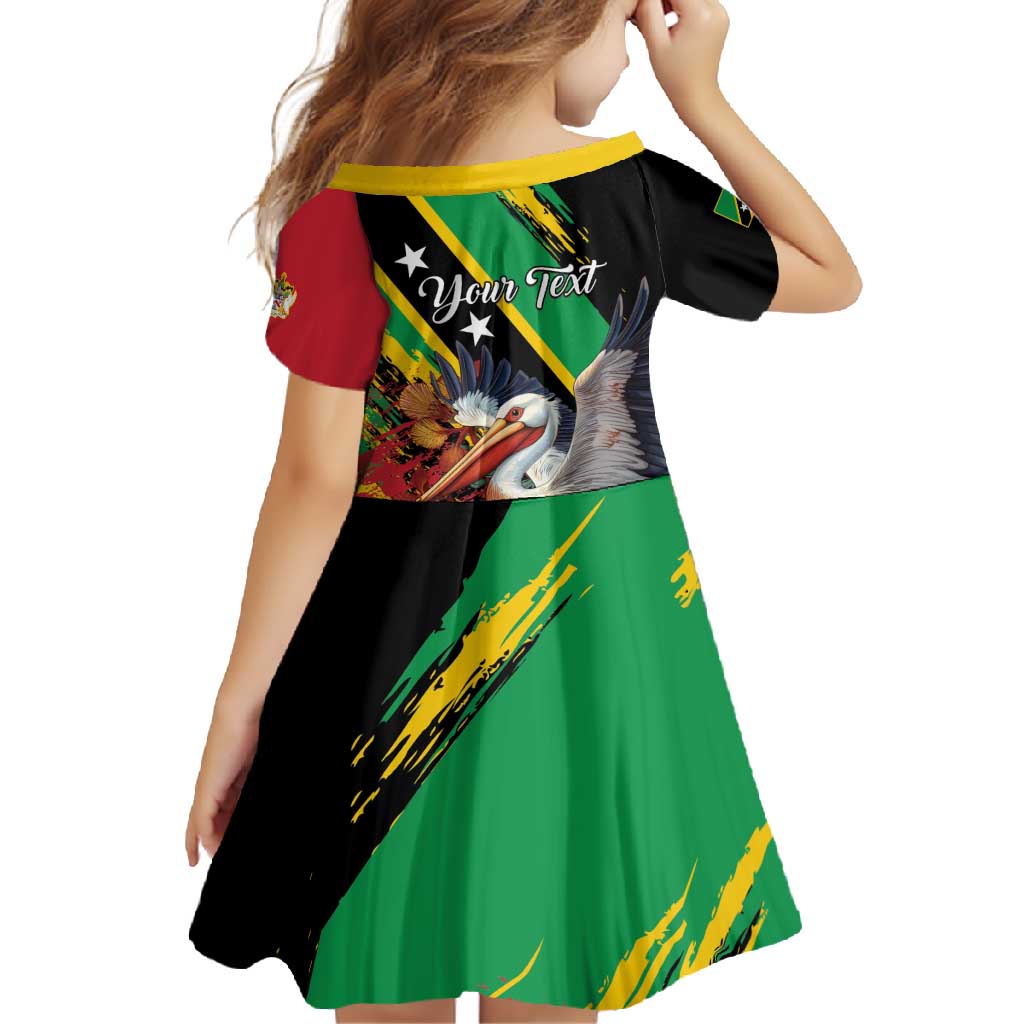 Personalized Saint Kitts and Nevis Pelican Family Matching Mermaid Dress and Hawaiian Shirt Royal Poinciana Flowers - Wonder Print Shop