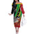Personalized Saint Kitts and Nevis Pelican Family Matching Off The Shoulder Long Sleeve Dress and Hawaiian Shirt Royal Poinciana Flowers - Wonder Print Shop