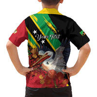 Personalized Saint Kitts and Nevis Pelican Family Matching Off Shoulder Maxi Dress and Hawaiian Shirt Royal Poinciana Flowers - Wonder Print Shop