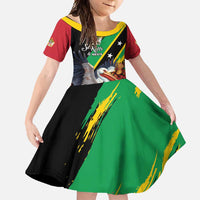 Personalized Saint Kitts and Nevis Pelican Family Matching Off Shoulder Maxi Dress and Hawaiian Shirt Royal Poinciana Flowers - Wonder Print Shop