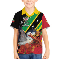 Personalized Saint Kitts and Nevis Pelican Family Matching Off Shoulder Maxi Dress and Hawaiian Shirt Royal Poinciana Flowers - Wonder Print Shop