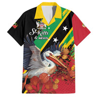 Personalized Saint Kitts and Nevis Pelican Family Matching Off Shoulder Short Dress and Hawaiian Shirt Royal Poinciana Flowers - Wonder Print Shop