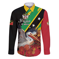 Personalized Saint Kitts and Nevis Pelican Family Matching Off Shoulder Short Dress and Hawaiian Shirt Royal Poinciana Flowers - Wonder Print Shop