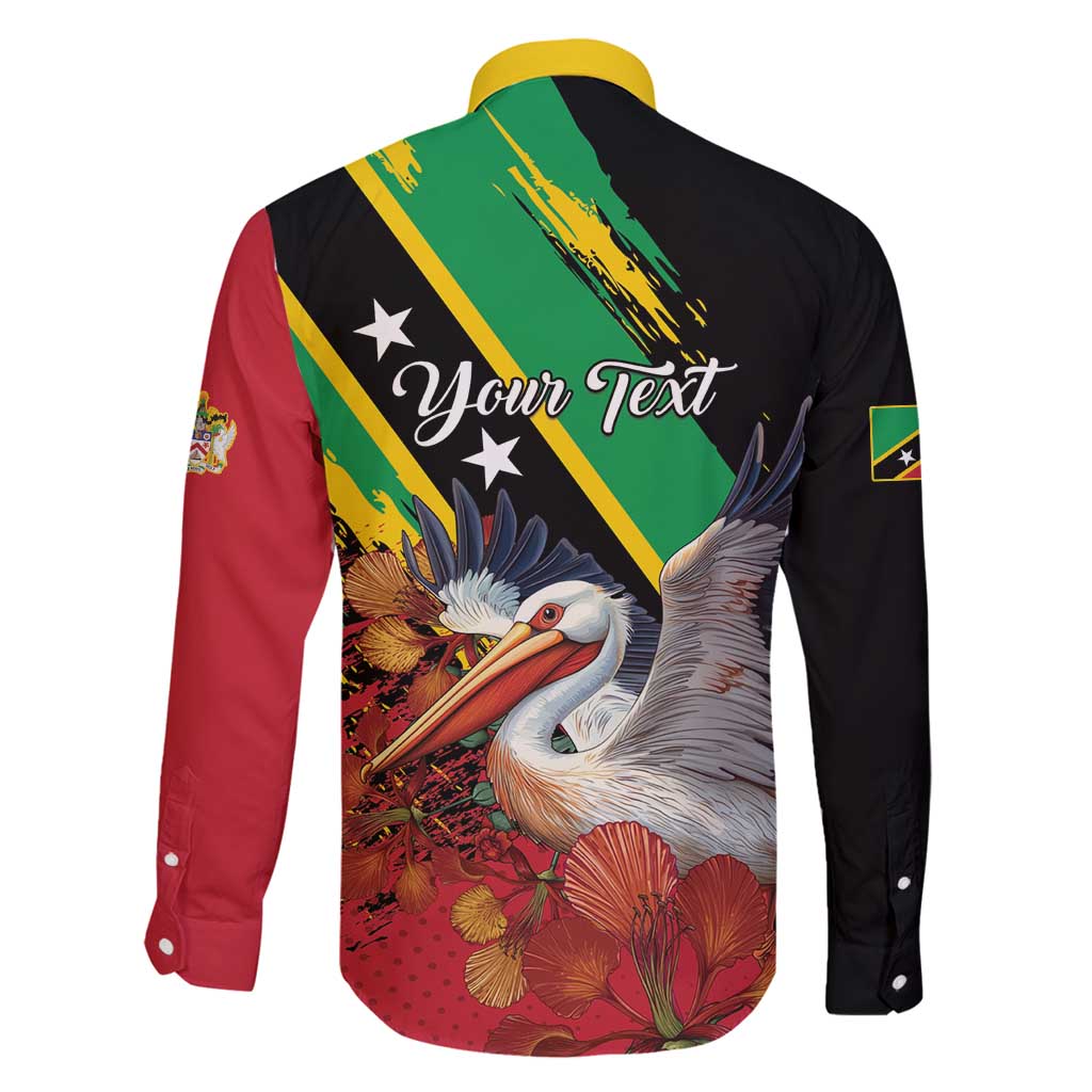 Personalized Saint Kitts and Nevis Pelican Family Matching Off Shoulder Short Dress and Hawaiian Shirt Royal Poinciana Flowers - Wonder Print Shop