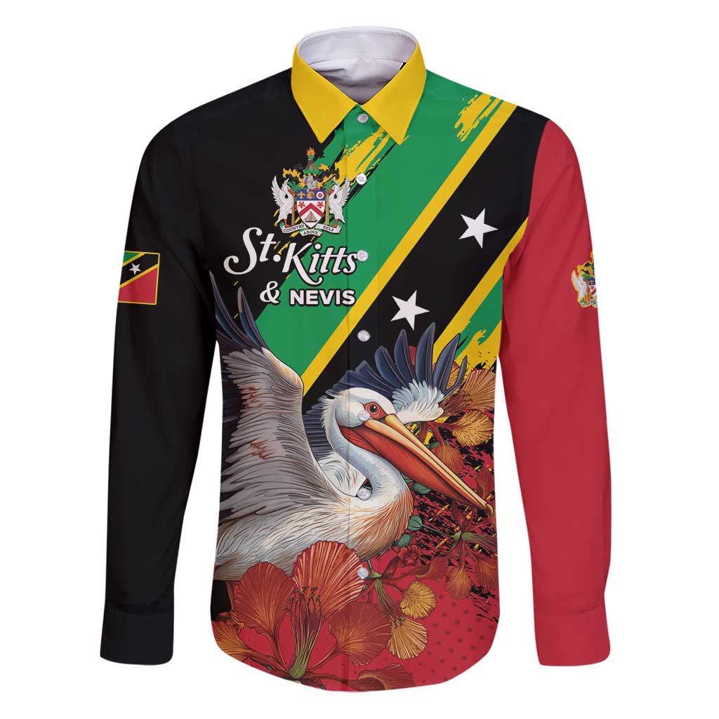 Personalized Saint Kitts and Nevis Pelican Family Matching Puletasi and Hawaiian Shirt Royal Poinciana Flowers - Wonder Print Shop