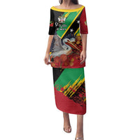 Personalized Saint Kitts and Nevis Pelican Family Matching Puletasi and Hawaiian Shirt Royal Poinciana Flowers - Wonder Print Shop