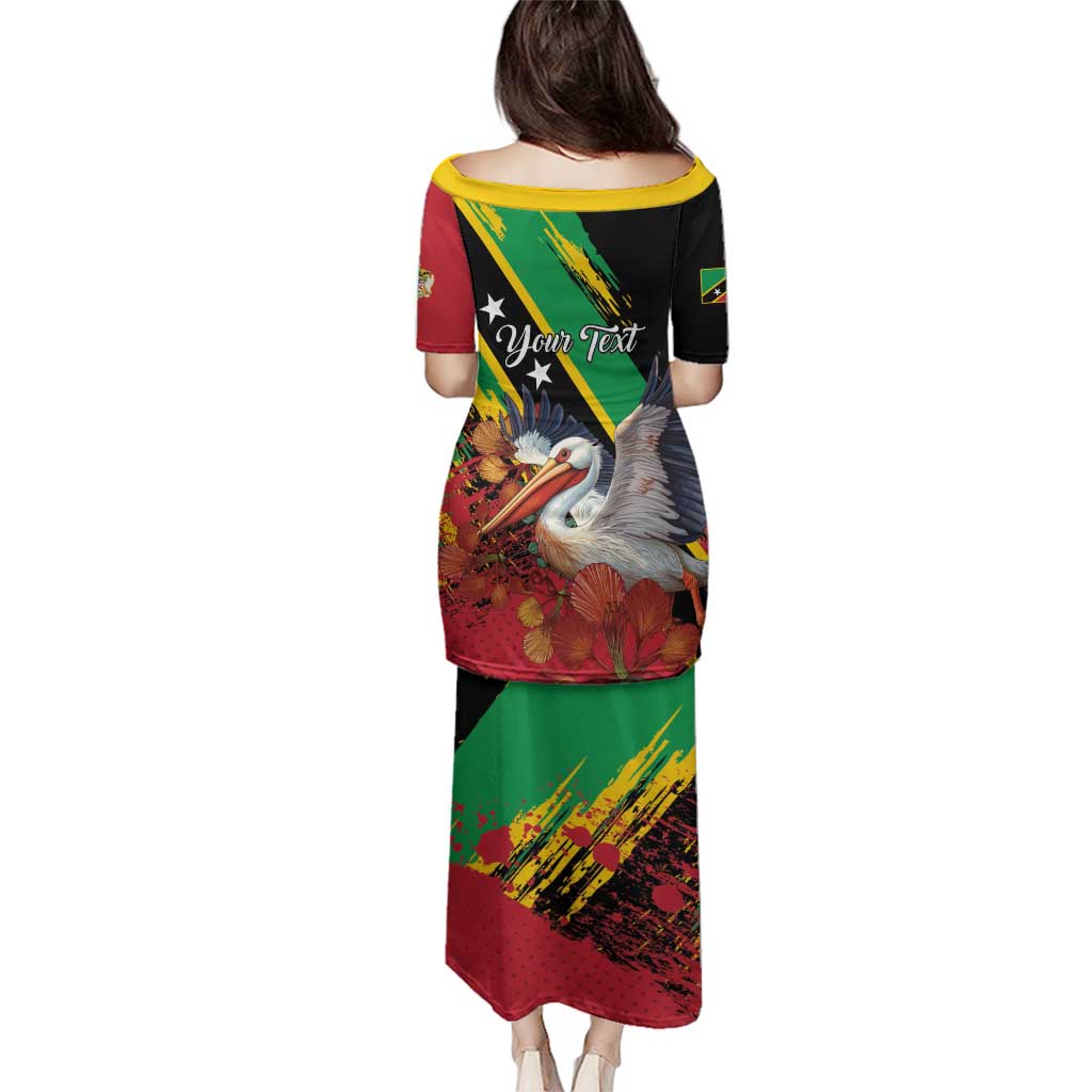 Personalized Saint Kitts and Nevis Pelican Family Matching Puletasi and Hawaiian Shirt Royal Poinciana Flowers - Wonder Print Shop