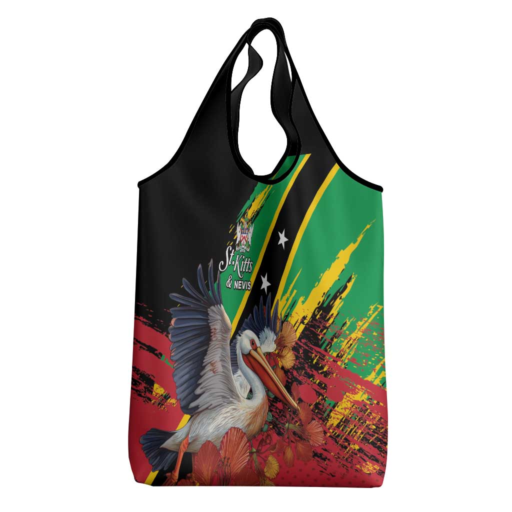 Saint Kitts and Nevis Pelican Grocery Bag Royal Poinciana Flowers - Wonder Print Shop
