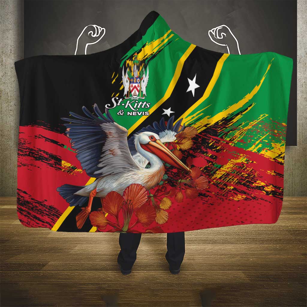 Saint Kitts and Nevis Pelican Hooded Blanket Royal Poinciana Flowers - Wonder Print Shop