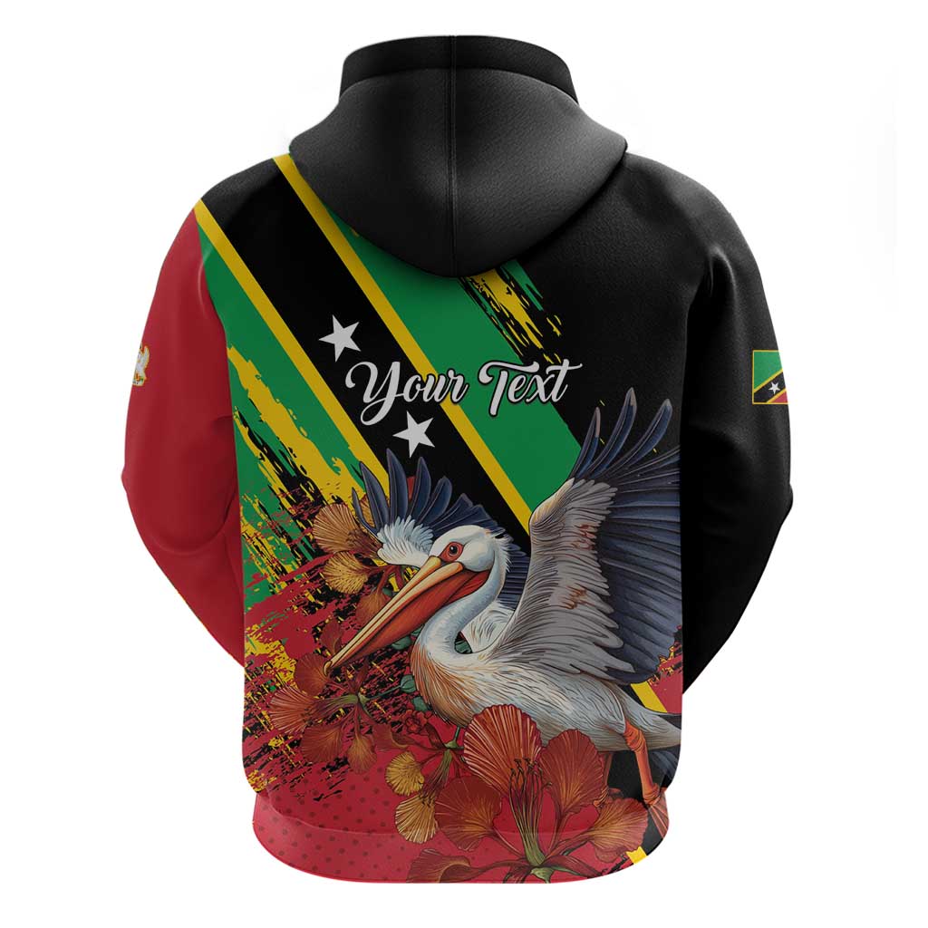 Personalized Saint Kitts and Nevis Pelican Hoodie Royal Poinciana Flowers - Wonder Print Shop