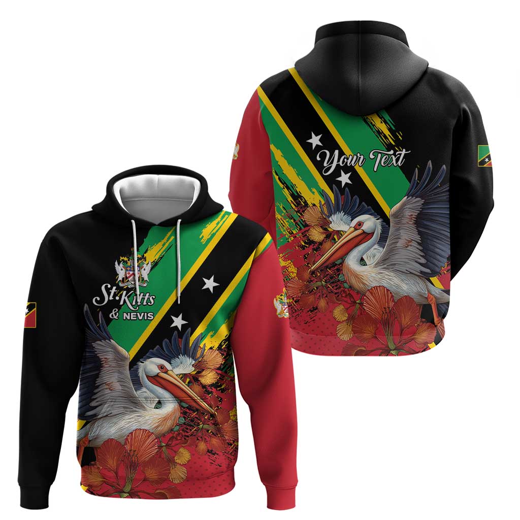 Personalized Saint Kitts and Nevis Pelican Hoodie Royal Poinciana Flowers - Wonder Print Shop