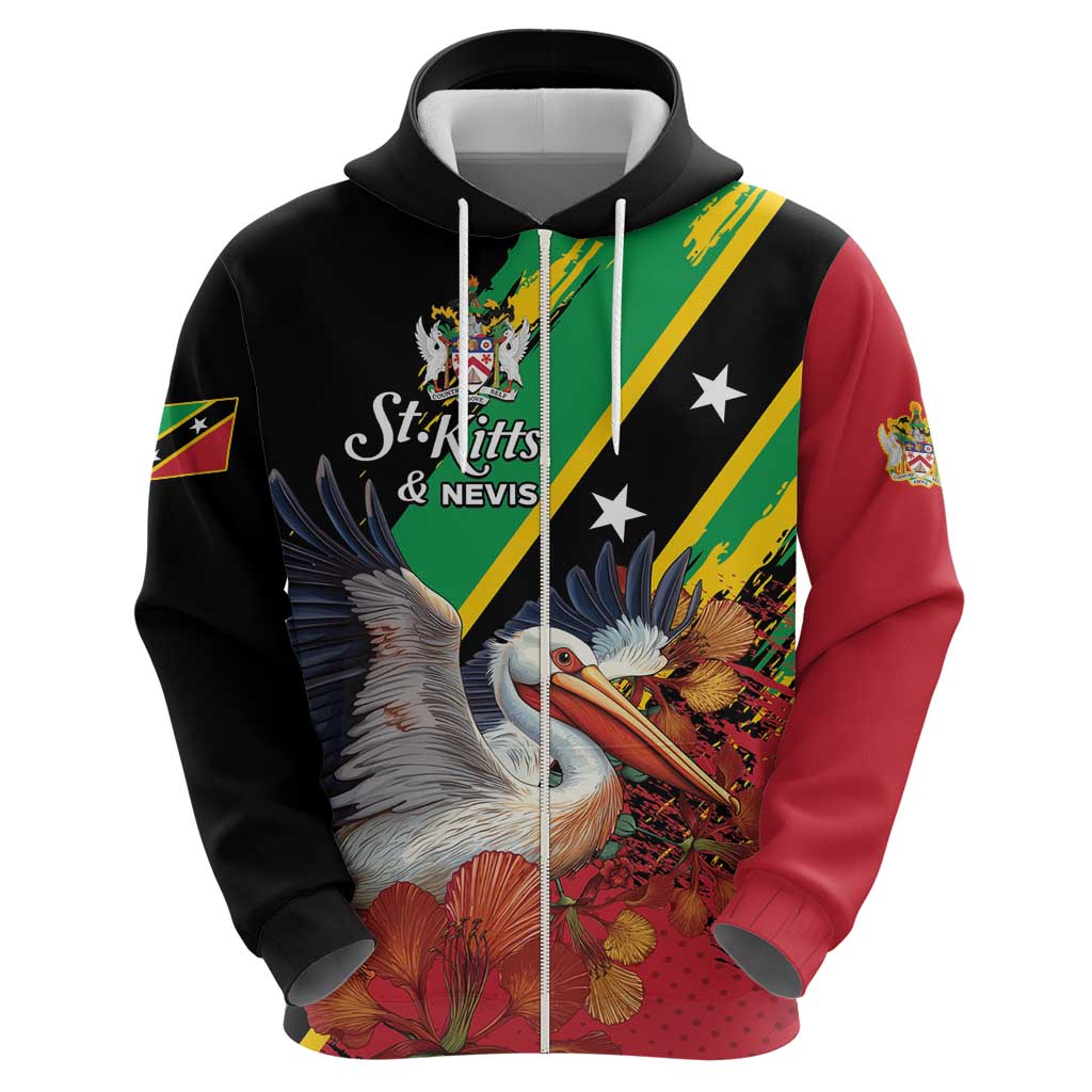 Personalized Saint Kitts and Nevis Pelican Hoodie Royal Poinciana Flowers - Wonder Print Shop