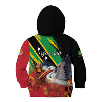 Personalized Saint Kitts and Nevis Pelican Kid Hoodie Royal Poinciana Flowers - Wonder Print Shop