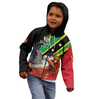 Personalized Saint Kitts and Nevis Pelican Kid Hoodie Royal Poinciana Flowers - Wonder Print Shop