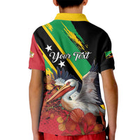 Personalized Saint Kitts and Nevis Pelican Kid Polo Shirt Royal Poinciana Flowers - Wonder Print Shop