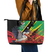 Saint Kitts and Nevis Pelican Leather Tote Bag Royal Poinciana Flowers - Wonder Print Shop