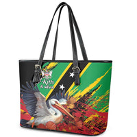Saint Kitts and Nevis Pelican Leather Tote Bag Royal Poinciana Flowers - Wonder Print Shop
